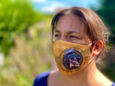 Sehr coole Mund- und Nasen- Maske mit dem Hundemotiv Hovawart, bei 60 Grad waschbar